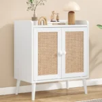 Wood Sideboard Buffet Cabinet with Rattan Doors - Image 5