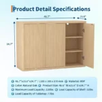 Wood Buffet Sideboard Cabinet with 3 Doors & Storage Shelves - Image 5