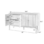4-Door Storage Cabinet Vintage Accent Sideboard - Image 4