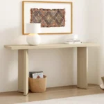 Modern Geometric-Leg Console Table with Pine Veneer Finish - Image 4