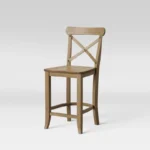 Wooden X-Back Counter Height Barstool – Solid Hardwood Frame with Classic Design - Image 4