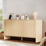 Wooden Sideboard Buffet with Fluted Design, Coffee Bar Console Table - Image 5
