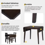 Space-Saving Drop-Leaf Dining Table for 4 with Rubberwood Legs – Brown MDF Top - Image 4