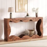 Wooden Console Table with Storage, Brown Finish