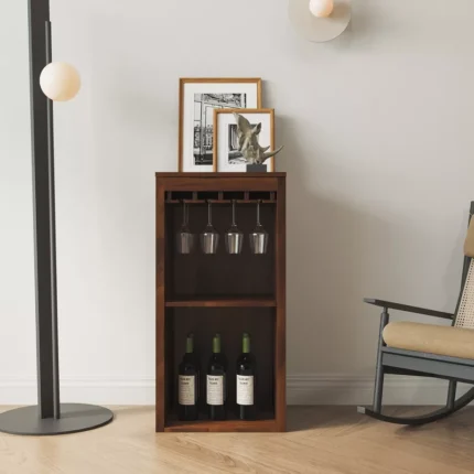 Modular Wine Bar Cabinet with Hutch and Storage Shelves