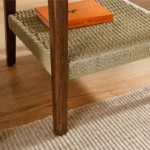 Storage Mid-Century Side Table with Woven Shelf – Yellow Accent End Table - Image 4