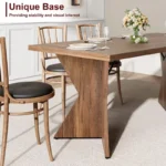 Garvee 71" Walnut Solid Wood Dining Table for 6 with Heavy-Duty C-Shape Legs - Image 2