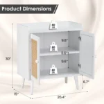 Wood Sideboard Buffet Cabinet with Rattan Doors - Image 4