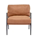 Metal & Wooden Accent Armchair with Plush Cushion – Brown - Image 4