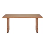 63" Rectangular Dining Table for 6 with Double Pedestal Base – Natural Brown MDF Wood Table - Image 2
