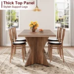 Garvee 71" Walnut Solid Wood Dining Table for 6 with Heavy-Duty C-Shape Legs - Image 4