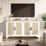 Rattan Sideboard for Living Room with 4 Doors & Shelves - Image 2