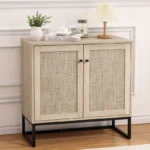 Sideboard Buffet Storage Cabinet with Rattan Doors