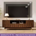Wood TV Stand with 2 Drawers and 2 Cabinets – Modern Media Console - Image 2