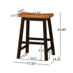 Set of 2 Counter Height Barstools in Walnut – Solid Wood Frame, Minimal Design - Image 2