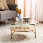 Flora Round Coffee Table – Natural & Brass Finish