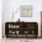 Mid-Century Modern Sideboard Buffet Cabinet with 4 Doors & Storage Shelves - Image 4