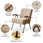 Modern Upholstered Armchair with Metal Legs and Thick Cushion - Image 6