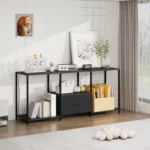 Media TV Console Table with Open Shelves and Fabric Drawer – Modern Stand for Up to 55-Inch TVs