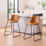 Bar Stools Set of 2 with Faux Leather Upholstery – Modern & Comfortable Seating