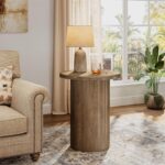 Round Side Table with Fluted Base – Wooden Accent Table with Under-Lid Storage - Image 5
