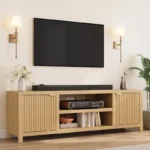 Mid-Century Modern TV Stand with Open Shelf – Media Console for Up to 80-Inch TVs