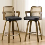Leather Upholstered Bar Chairs with Back & Arms – Comfortable and Supportive Design