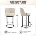 Bar Stools Set of 2 – Modern Barrel Design with Linen Fabric Upholstery - Image 3