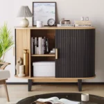 Sideboard Buffet Cabinet with Fluted Design & Sliding Doors - Image 2