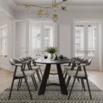 Modern Oval Dining Table for 6–8 People – 70.86" Black Wood Table with 4-Leg Base - Image 6