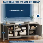TV Entertainment Center with Storage Cabinets & Open Shelves - Image 3