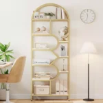 6-Tier Arched Bookcase – 81.7" Tall Geometric Open Storage Display Shelf - Image 2