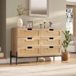 Modern Sideboard Buffet Cabinet with Glass Doors and 5 Drawers - Image 3