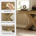Entryway Console Table with X-Shaped Design, Narrow Wooden Console Table - Image 3