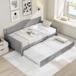 Twin Size Daybed with Trundle, Solid Wood Sofa Bed with Slat Support - Image 6
