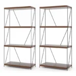 Walnut Display Rack Bookcase – 4-Tier Freestanding Shelf with Metal Frame - Image 8
