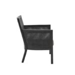 Cane Accent Chair with Comfy Upholstery and Solid Wood Legs, Mid-Century Style - Image 3