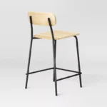 Wood Counter Stool with Metal Base – Natural Finish, Counter Height Design - Image 2
