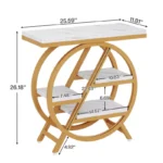 3-Tier Narrow Side Table – Wood End Table with Geometric Metal Frame - Image 3