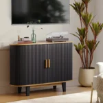 Sideboard Buffet Cabinet with Fluted Design & Sliding Doors