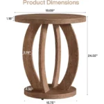 Round End Table with Storage – Wooden Side Table in Brown Finish - Image 4
