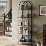 5-Tier Arched Open Bookshelf – Tall Metal Frame Display Rack for Home & Office - Image 5
