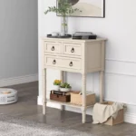 Console Entryway Table with 3 Drawers and Open Storage Shelf