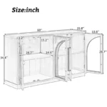 Retro 4-Door Arched Buffet Sideboard with Glass Doors & Adjustable Shelves - Image 3