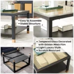 Vintage Round Nesting Coffee Table Set with Bamboo-Shaped Glass Doors - Image 4