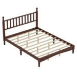 Solid Wood Platform Bed with Carved Gourd Spindle Headboard - Image 2