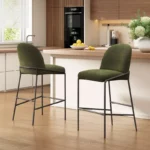 Contemporary Metal Upholstered Barstools Set of 2 – Modern & Durable Seating - Image 3