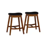 Set of 2 Brynn Upholstered Counter Height Barstools in Brown – Stylish & Sturdy Design - Image 2