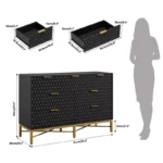 Modern Wooden Chest of 7 Drawers with Metal Frame – White Finish Storage Dresser - Image 4