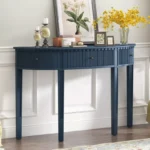 Console Table with Vertical Stripe Drawer Fronts and 4 Legs